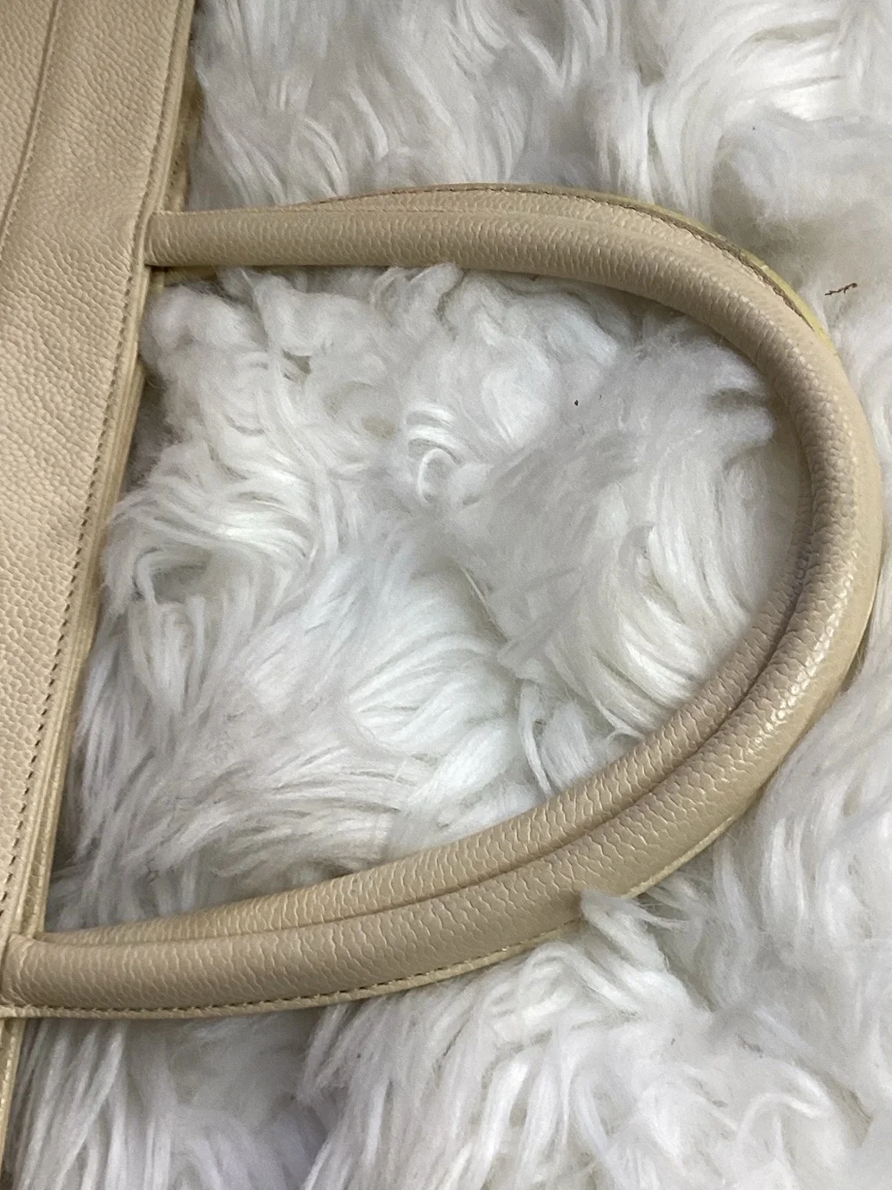 CHANEL Beige Caviar Leather CC Stitch Tote